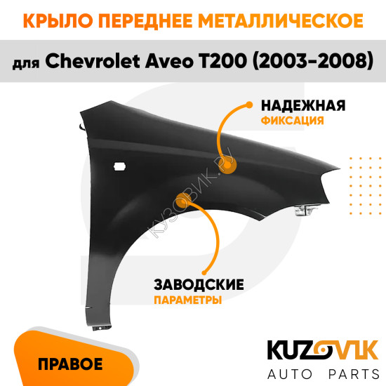 Крыло переднее правое Chevrolet Aveo T200 (2003-2008) KUZOVIK