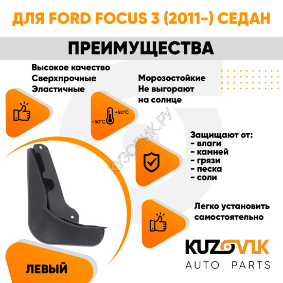 Брызговик задний левый Ford Focus 3 (2011-) седан KUZOVIK