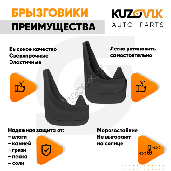 Брызговики Renault Laguna (2001–2015) передние + задние резиновые комплект 4 штуки KUZOVIK