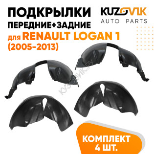 Подкрылки Renault Logan 1 (2005-2013) 4 шт комплект передние + задние KUZOVIK